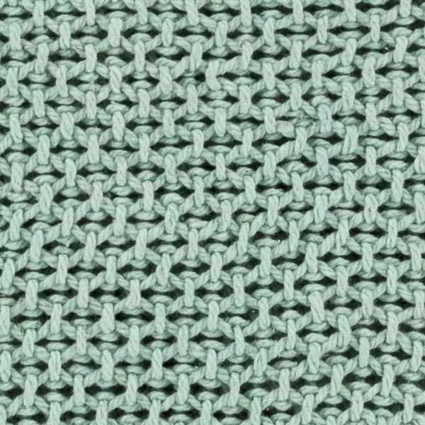 Close-up of the aqua green knit stitch on the cotton throw blanket