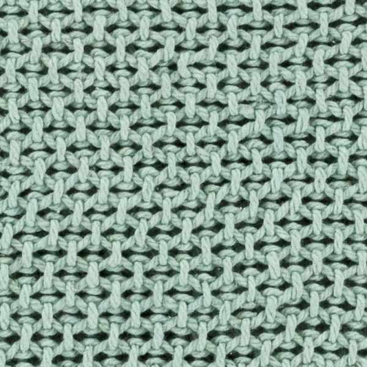 Close-up of the aqua green knit stitch on the cotton throw blanket