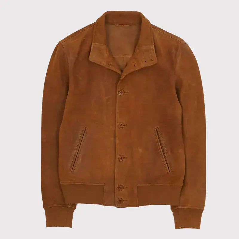 Brown Leather Cowboy Harrington Jacket-0