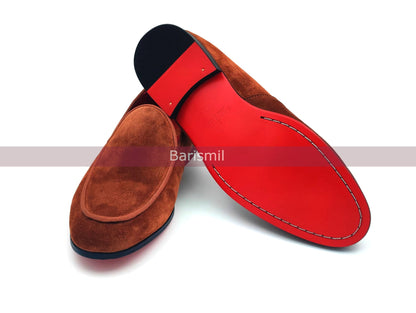 Slipper Loafers - Tobacco Suede Loafers-3