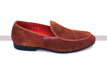 Slipper Loafers - Tobacco Suede Loafers-4