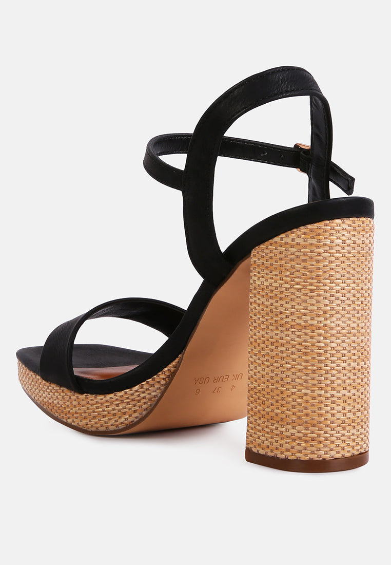 Buxor Woven Textured High Block Heeled Sandals-2