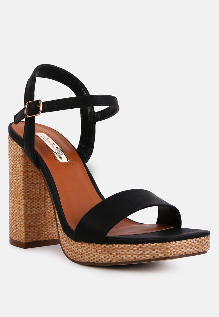 Buxor Woven Textured High Block Heeled Sandals-1