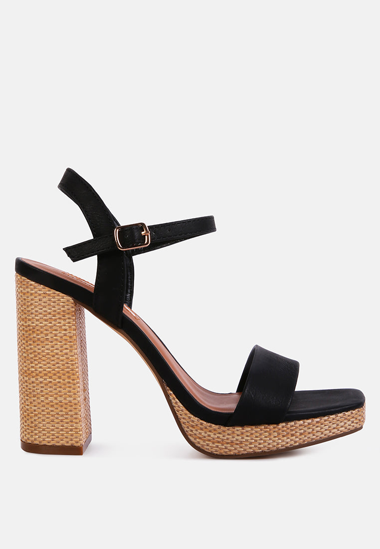 Buxor Woven Textured High Block Heeled Sandals-0