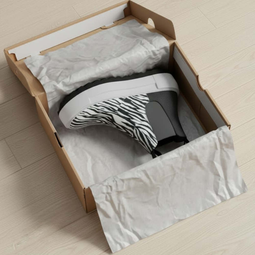Black and white animal print vegan Chelsea boots by BYMANYC New York, laceless with a durable sole.