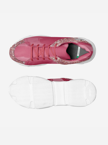 Pink vegan sneakers by BYMANYC New York, close view of the chunky white sole.