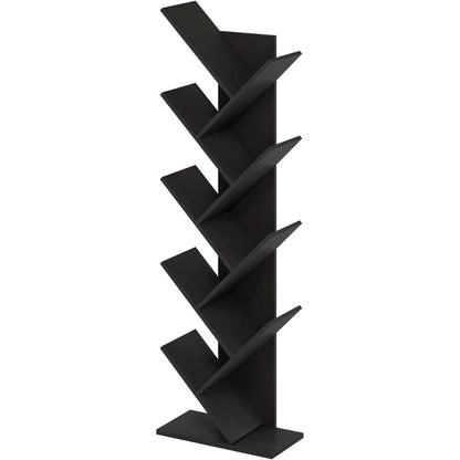 Bookshelf 9 Tier Floor Standing Tree Bookcase Espresso-3