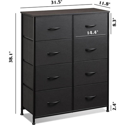 Fabric Storage Tower With 8 Drawers Charcoal Black-3