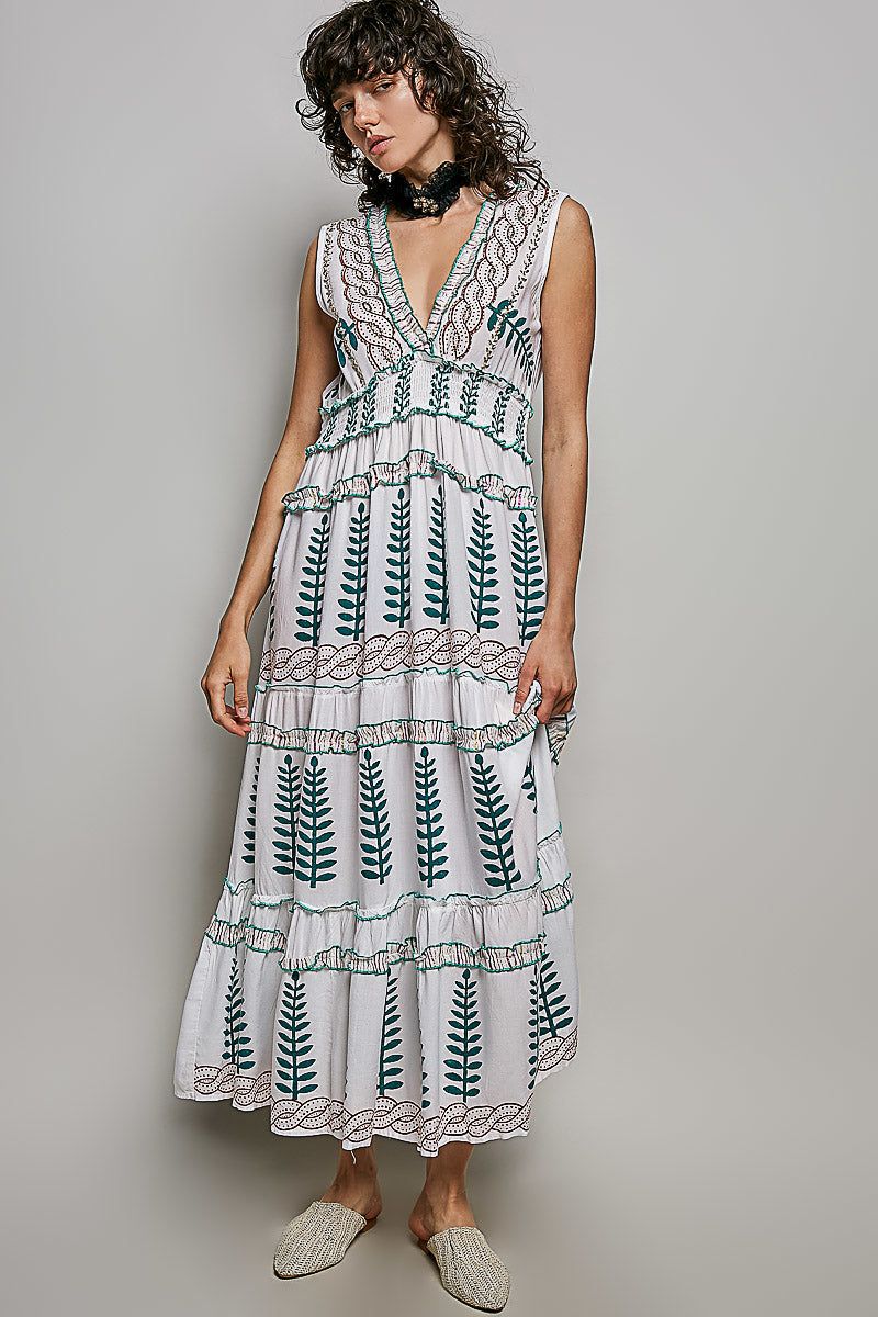 POL Floral Printed Sleeveless Tiered Dress with Smocked Waistband-2