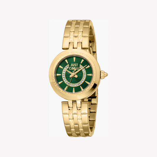 Just Cavalli Women's Gold Watch, Dark Green Dial | Jc1l314m0065-0