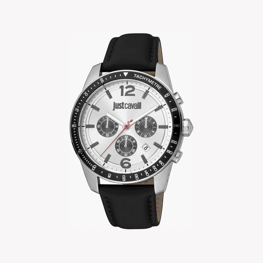 Just Cavalli Men's Silver Watch, Black Leather Band | Jc1g204l0015-0