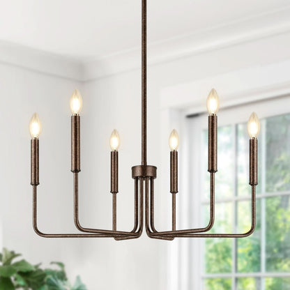 Rustic Black 6 Light Farmhouse Chandelier For Dining Room-1