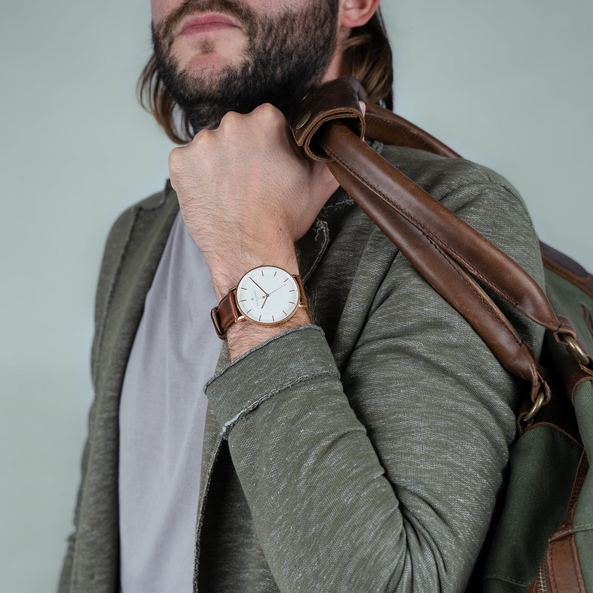 Pierre Cardin Men's Rose Gold Watch, Brown Leather | Cbn.3034-2