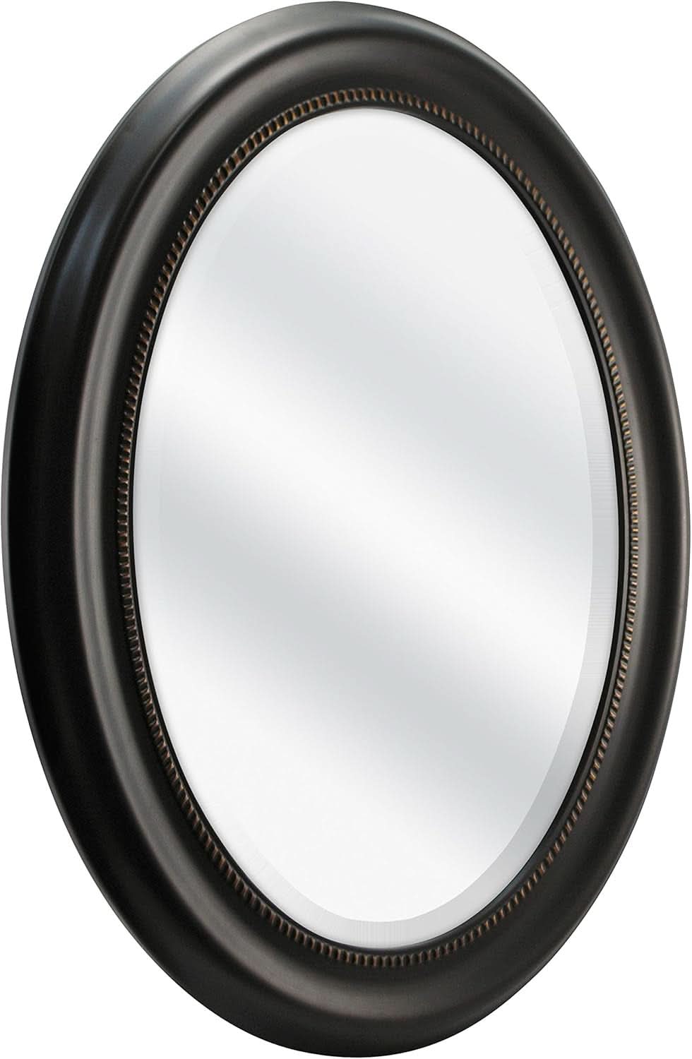 Bronze Oval Wall Mirror 22.5 By 29.5 Inches With Beaded Inner Edge Vertical Or Horizontal Mount-1