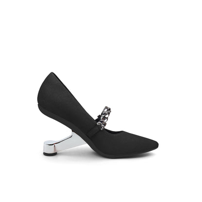 Chain Strap Suede Pumps-2