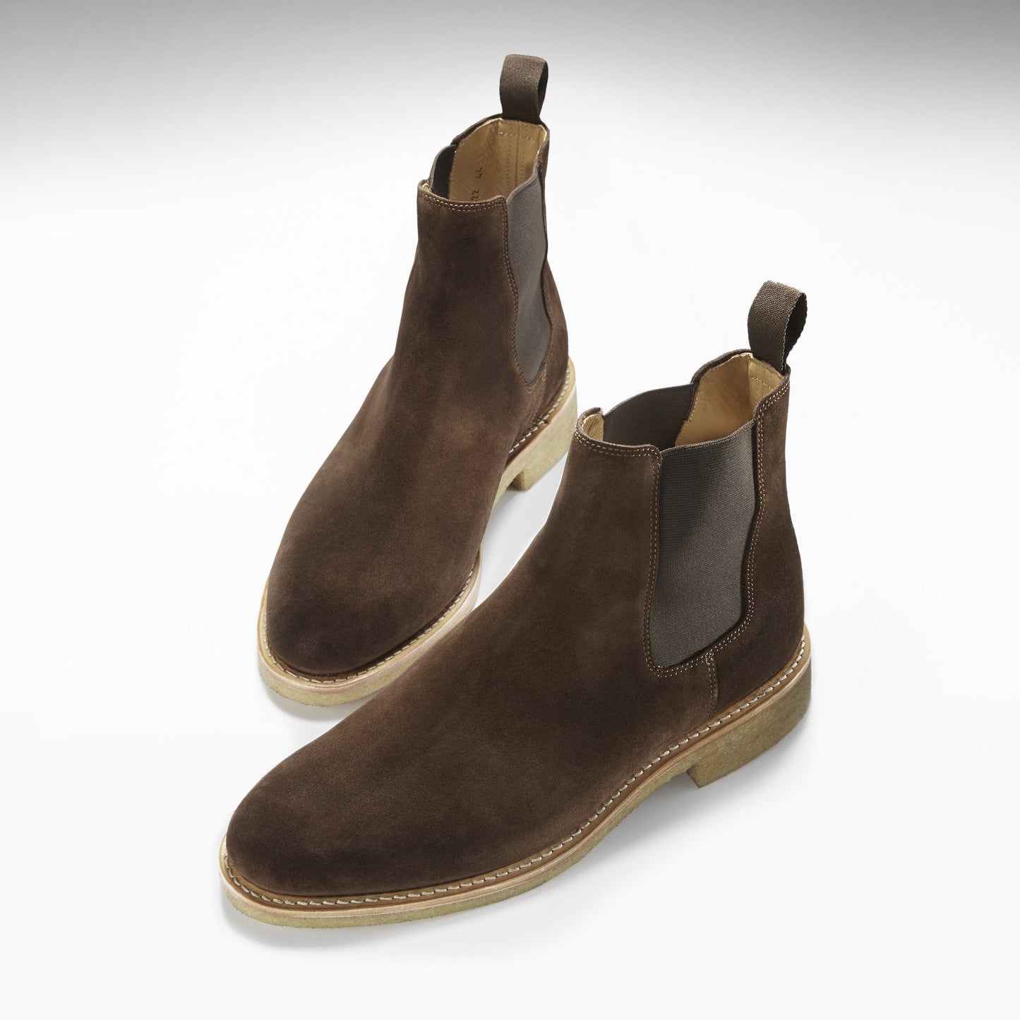Brown Suede Chelsea Boots, Crepe Rubber Welted Sole-1