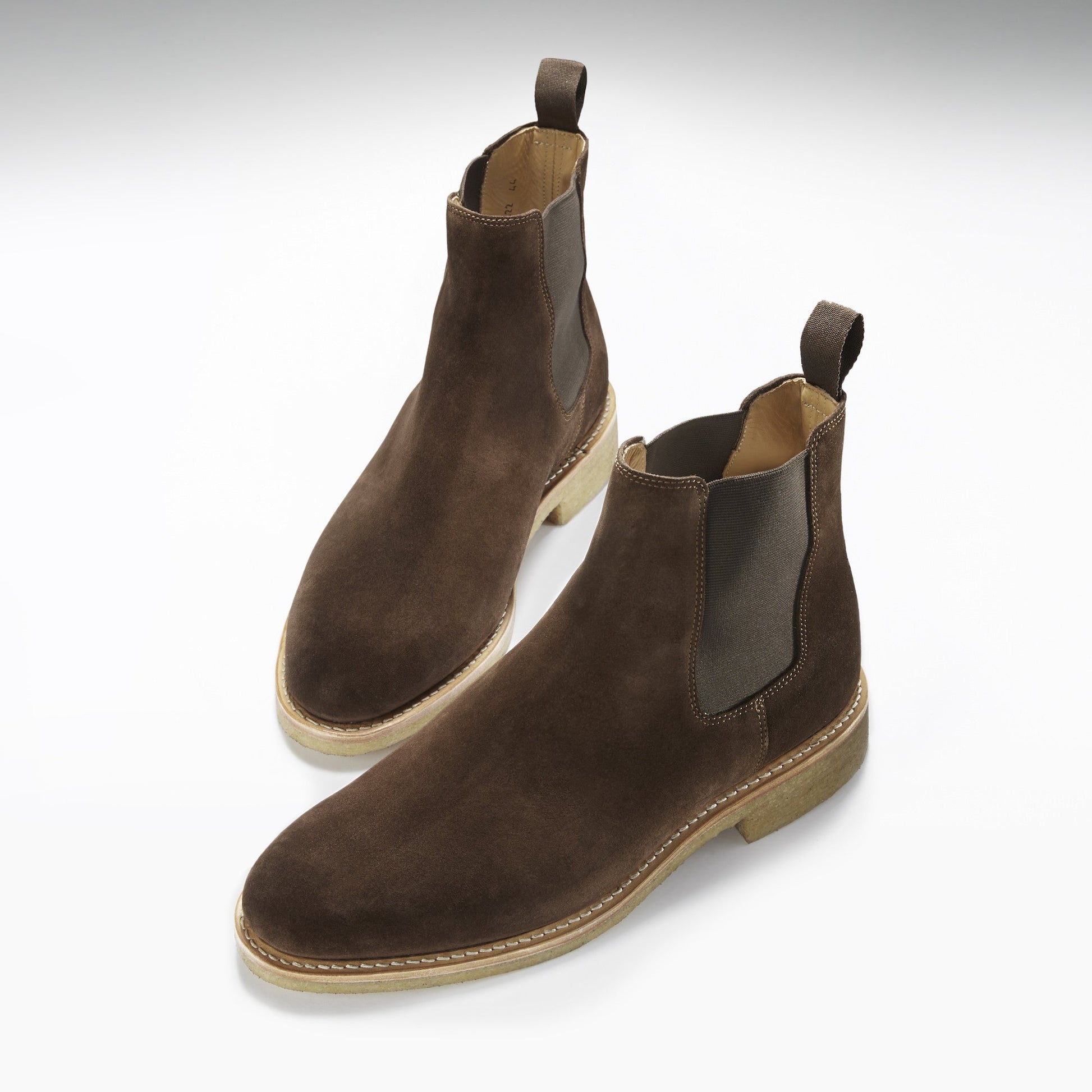Brown Suede Chelsea Boots, Crepe Rubber Welted Sole-1