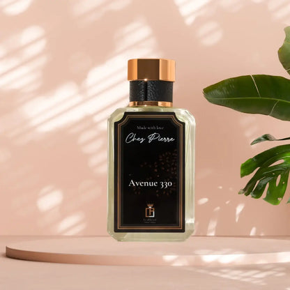 The 50 ml bottle of Chez Pierre Sandalwood Spice and Smoke Eau de Parfum, a unisex scent with soft spice and a smoky edge.