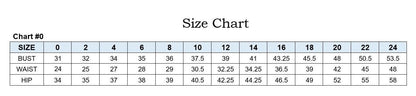 Size chart image supplied by the maker for this gown.