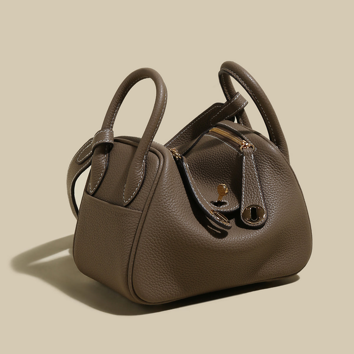 Classic Monte Convertible Leather Shoulder Bag – Pebbled Grain Satchel with Turn-Lock & Detachable Strap-4