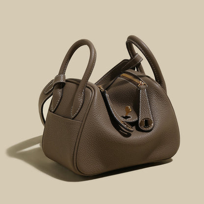 Classic Monte Convertible Leather Shoulder Bag – Pebbled Grain Satchel with Turn-Lock & Detachable Strap-4