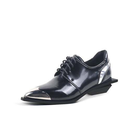 Color Block Low Heel Oxford Shoes-1