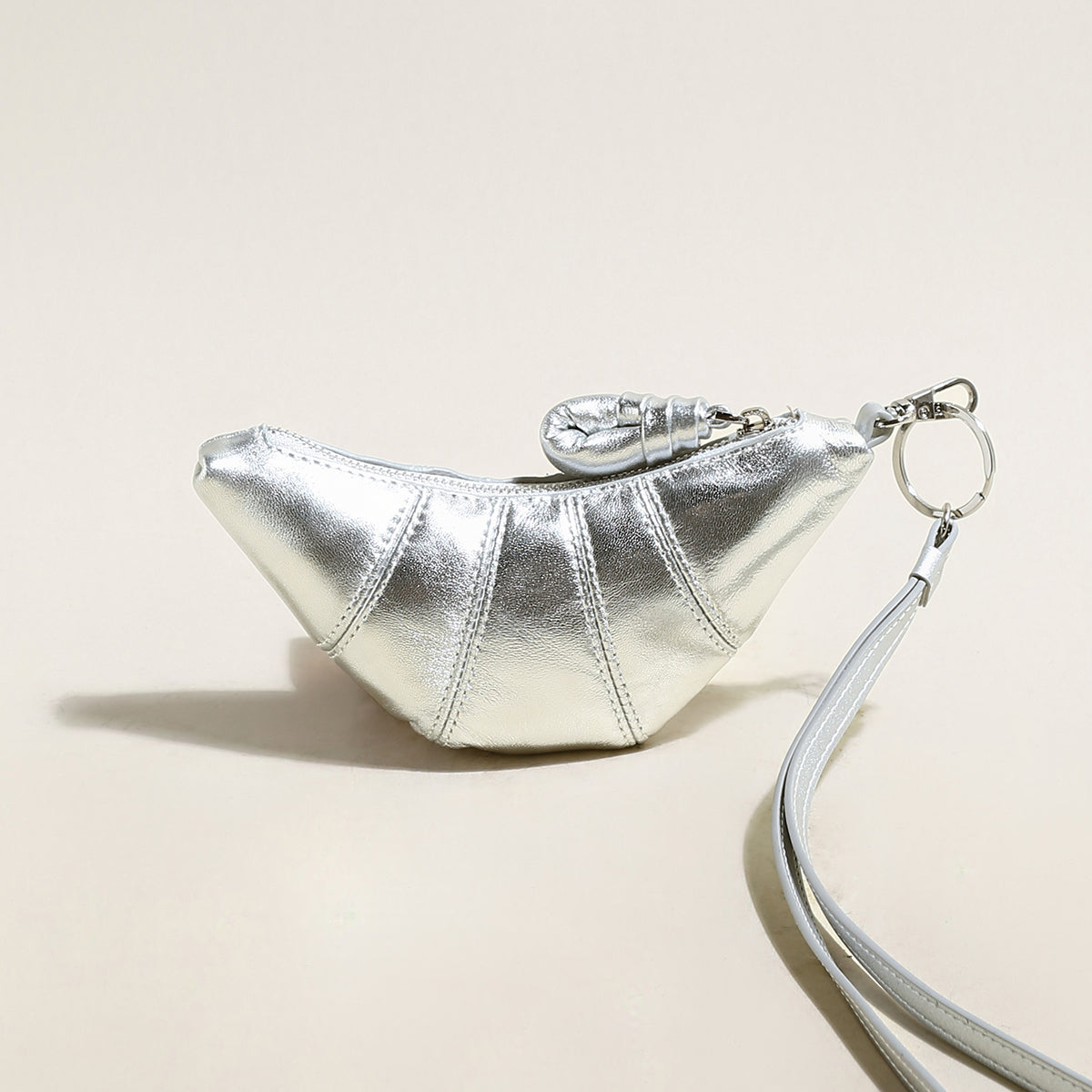 Croissant Mini Pouch Bag Charm – Vegan Leather Wristlet Coin Purse & Bag Accessory-3