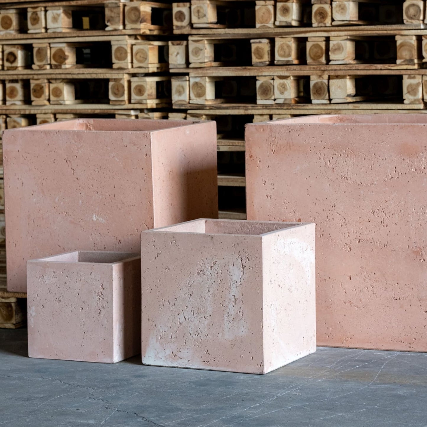 Cubrosa | Blushstone – 70cm Extra Large Concrete Cube Planter – 246L Square Plant Pot