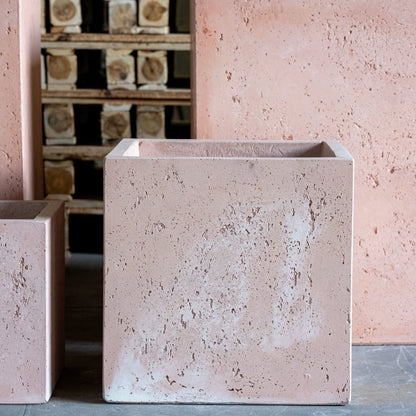Cubrosa | Blushstone – 70cm Extra Large Concrete Cube Planter – 246L Square Plant Pot