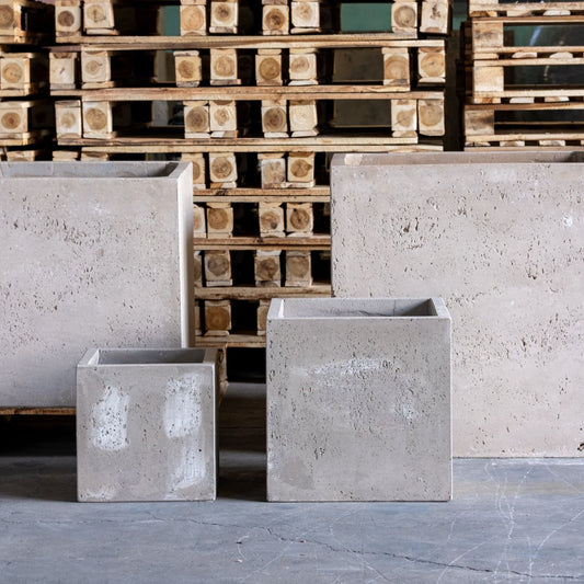 Cubrosa | Truffle – 30cm Medium Concrete Square Planter – 14L Cube Plant Pot-0
