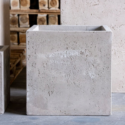 Cubrosa | Truffle – 30cm Medium Concrete Square Planter – 14L Cube Plant Pot-2