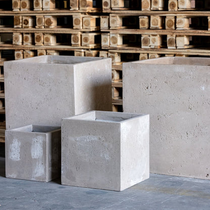 Cubrosa | Truffle – 30cm Medium Concrete Square Planter – 14L Cube Plant Pot-1