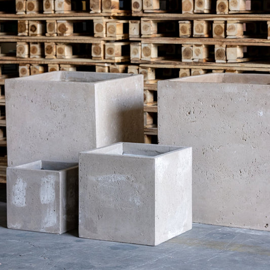 Cubrosa | Truffle – 30cm Medium Concrete Square Planter – 14L Cube Plant Pot-1