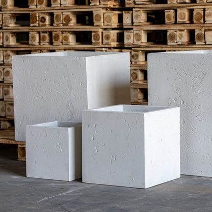 Cubrosa | White Mist – 100cm XXL Square Concrete Planter – 782L Large Outdoor Plant Pot-1