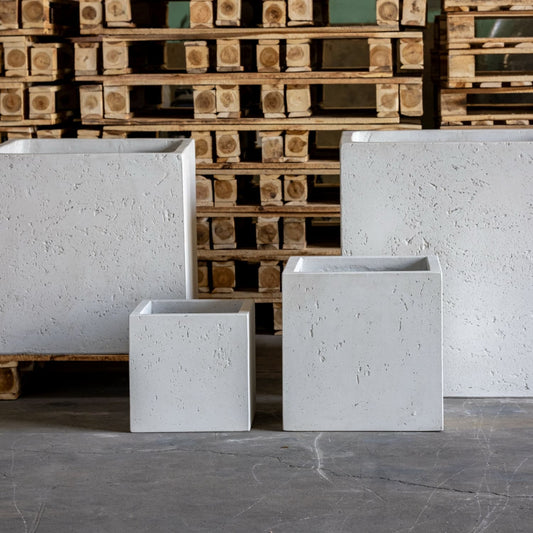 Cubrosa | White Mist – 70cm Large Concrete Square Planter – 246L Square Plant Pot-1