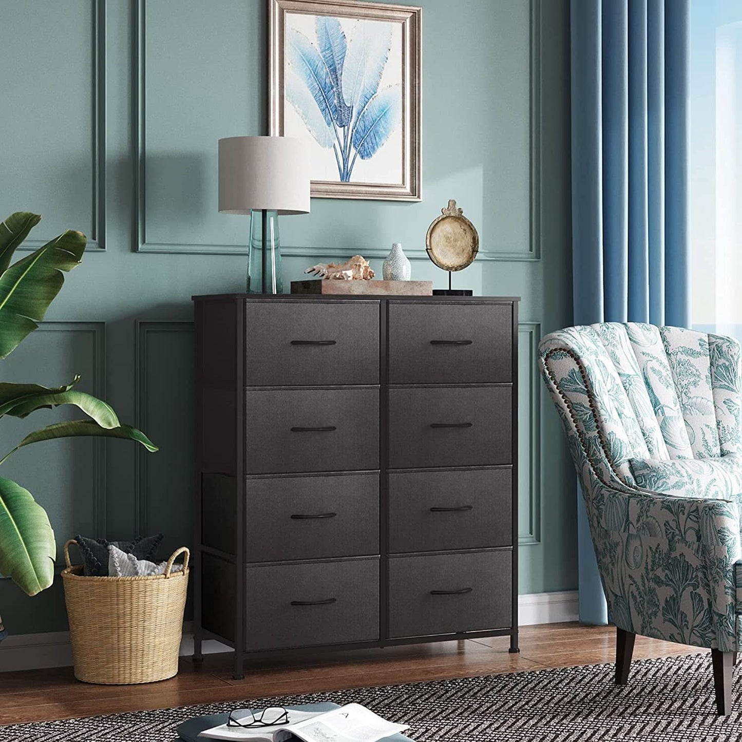 Fabric Storage Tower With 8 Drawers Charcoal Black-2