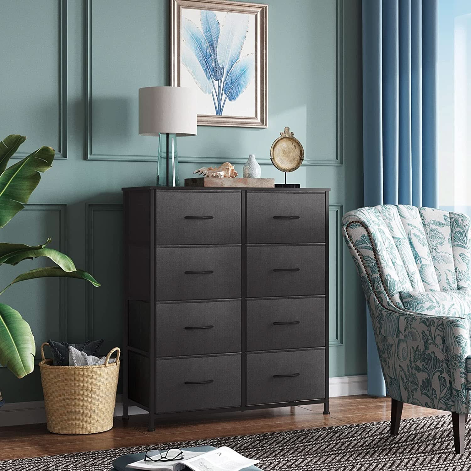 Fabric Storage Tower With 8 Drawers Charcoal Black-2
