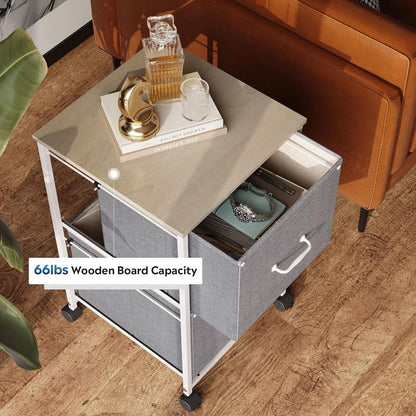 Light Grey 2 Drawer Mobile File Cabinet Rolling Printer Stand Fits A4 Or Letter Size-3
