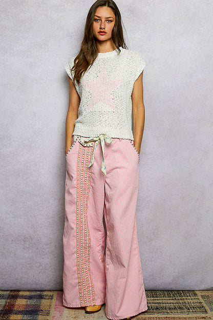 POL Star Round Neck Popcorn Knit Top-4