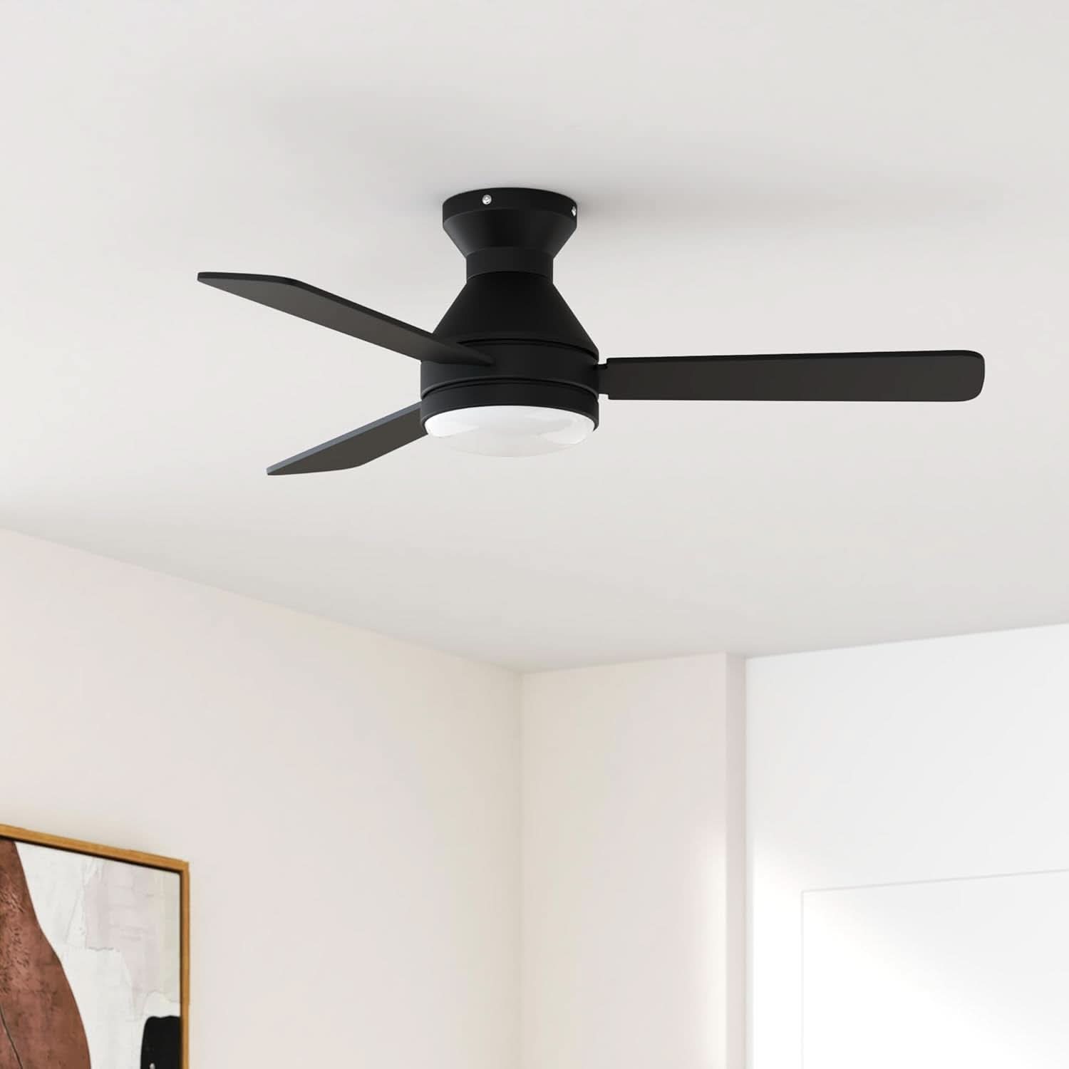 42 Inch Black Low Profile Ceiling Fan With Light And Remote-1