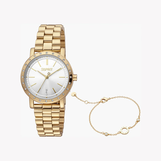 Esprit Women's Gold Stainless Steel Watch, Silver Dial | Es1l191m0015-0