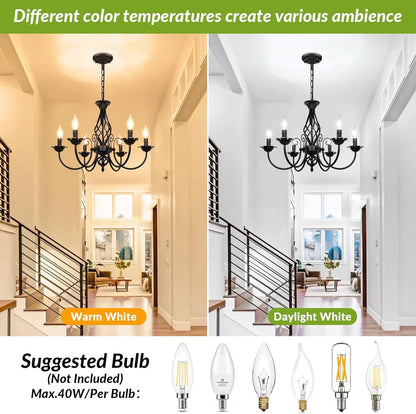 Six Light Matte Black Farmhouse Ceiling Chandelier Fixture-3