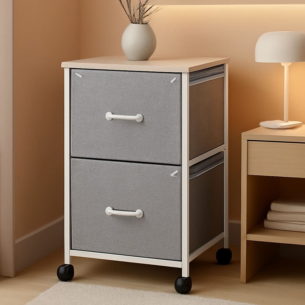 Light Grey 2 Drawer Mobile File Cabinet Rolling Printer Stand Fits A4 Or Letter Size-0