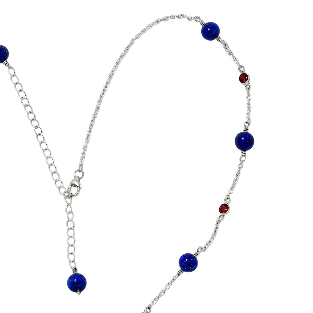 Lobster clasp and extender chain of the lapis necklace finished with a single blue lapis bead