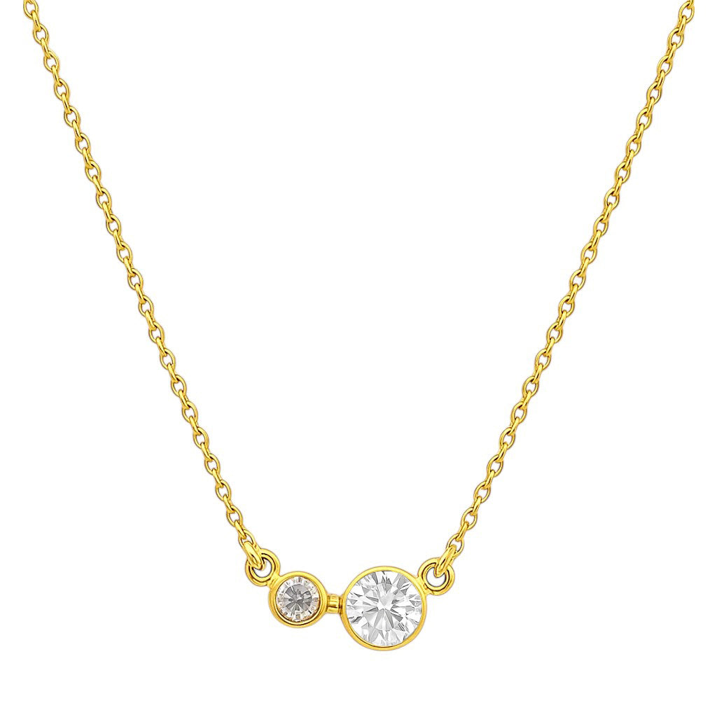 White zircon version on white, a large clear round stone beside a smaller clear accent
