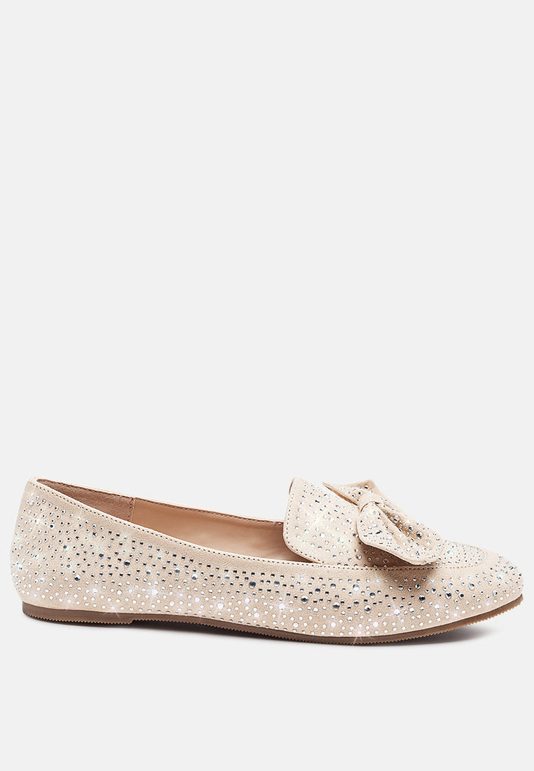 Dewdrops Embellished Casual Bow Loafers-5
