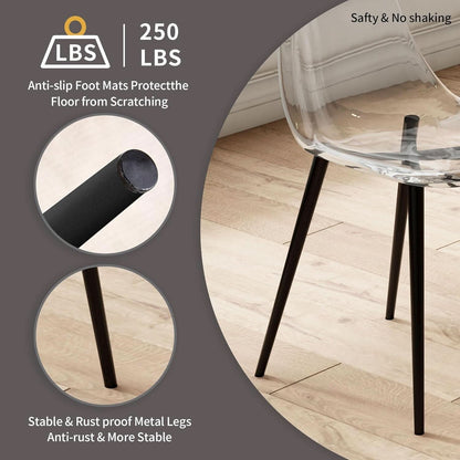 Clear Acrylic Dining Chairs Set of 4 With Black Legs-4