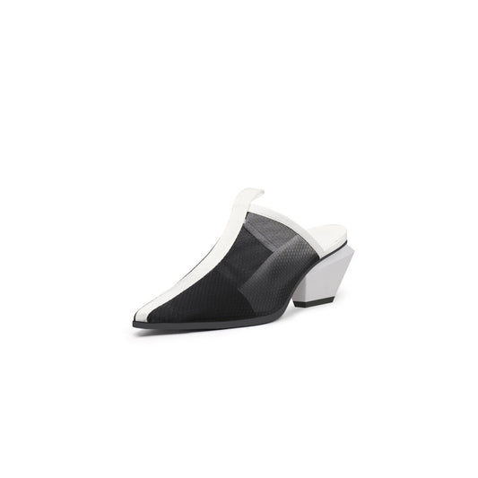 Duotone Mesh Leather Mules-1