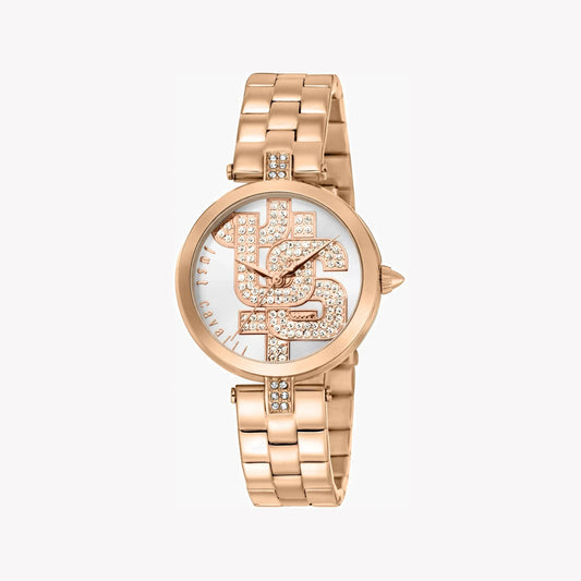 Just Cavalli Women's Rose Gold Stainless Steel Watch, Silver Dial | Jc1l241m0075-0