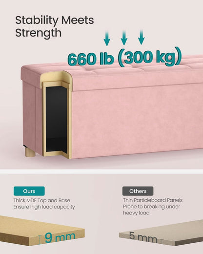 Jelly Pink Velvet Extra Large Storage Ottoman Chest-4